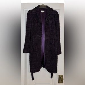 DOO RI Women’s Purple 100% Wool Belted Designer Coat Size 6 Retail: $1495